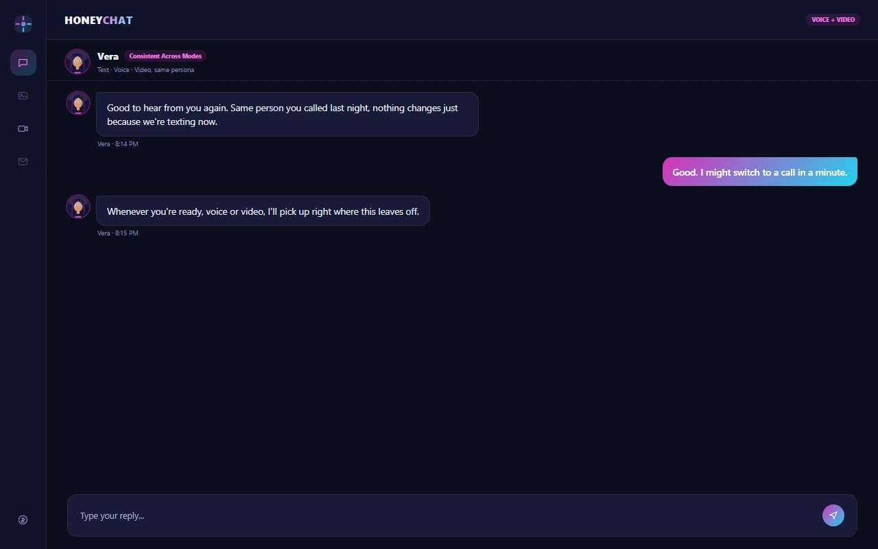 HoneyChat.ai interface screenshot