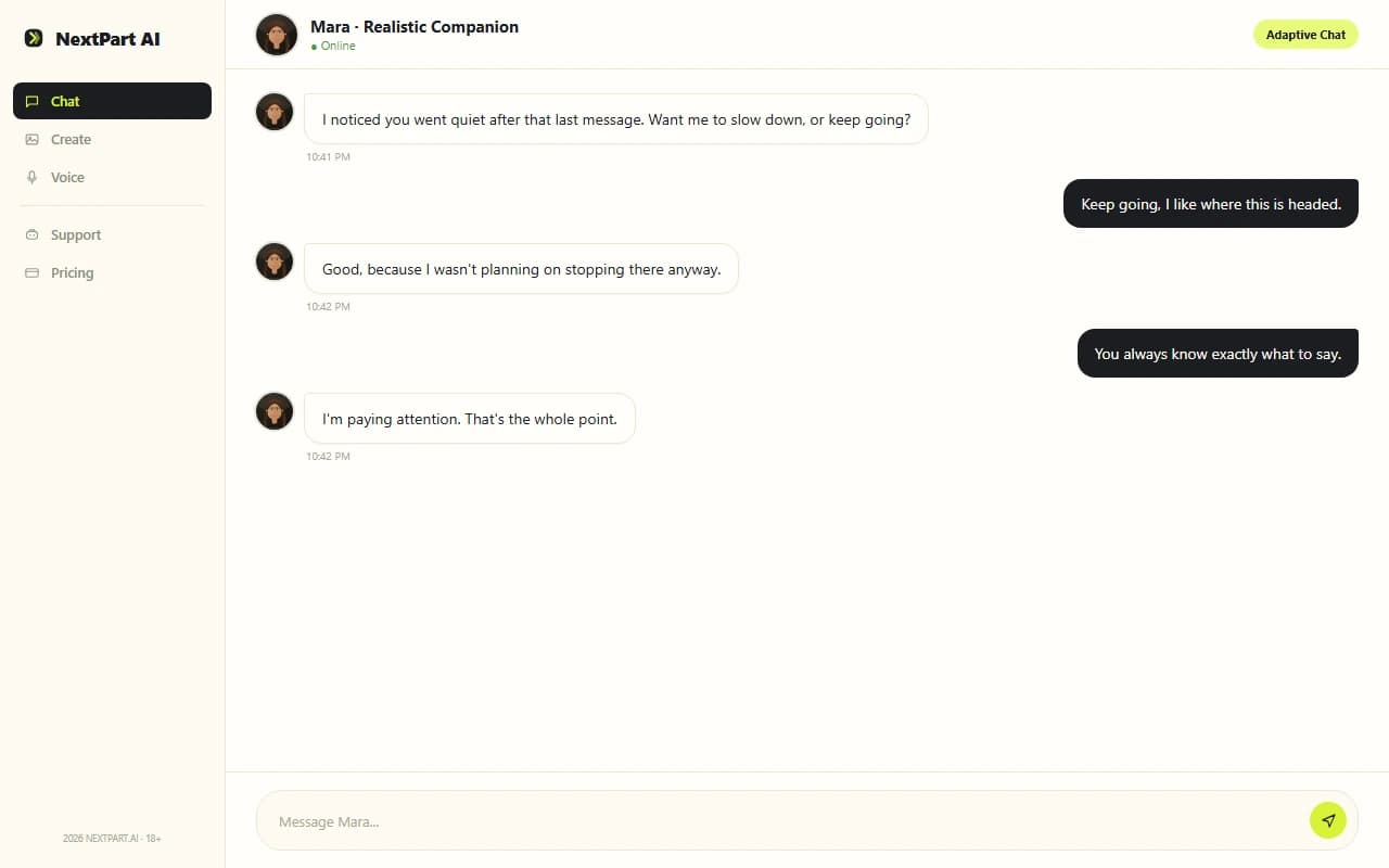 NextPart AI interface screenshot