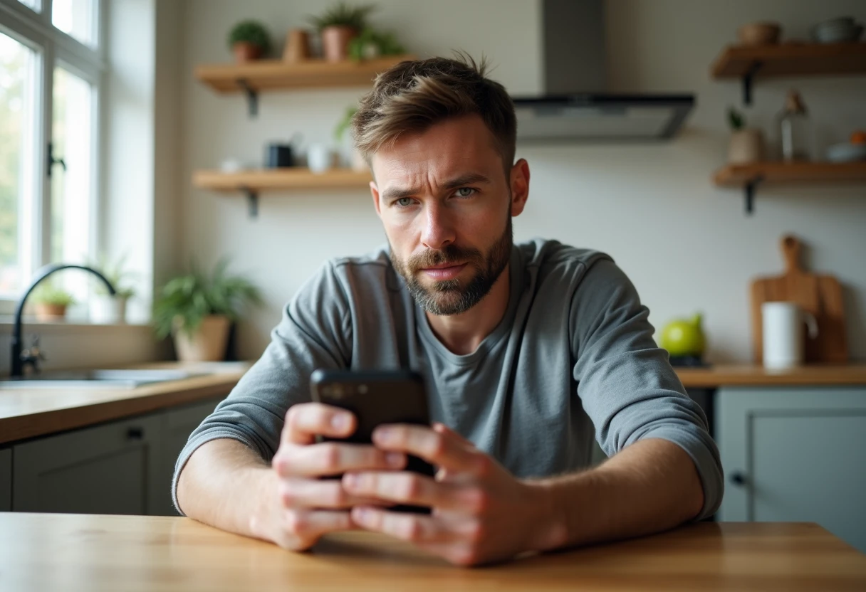 Man reviewing subscription settings on his smartphone to cancel an app